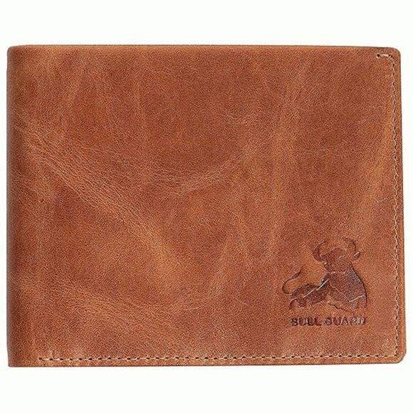 BULL GUARD Mens Leather Wallet  Adventure Brown - Wild Buck Tan
